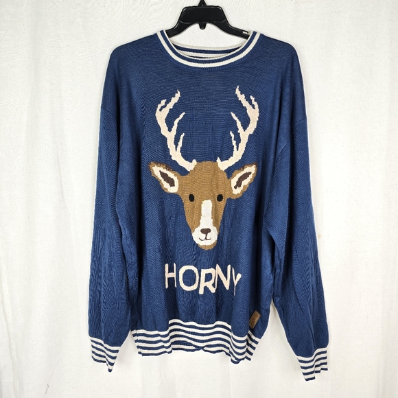 Tipsy Elves Mens 4XL Horny Reindeer Christmas Funny Ugly Sweater - Picture 1 of 10